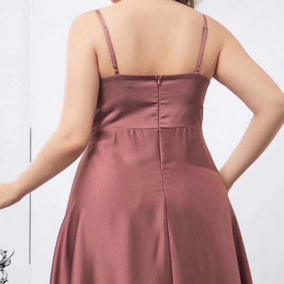 SHEIN Belle Plus Solid Satin Cami Bridesmaid Dress - Picture 2 of 3